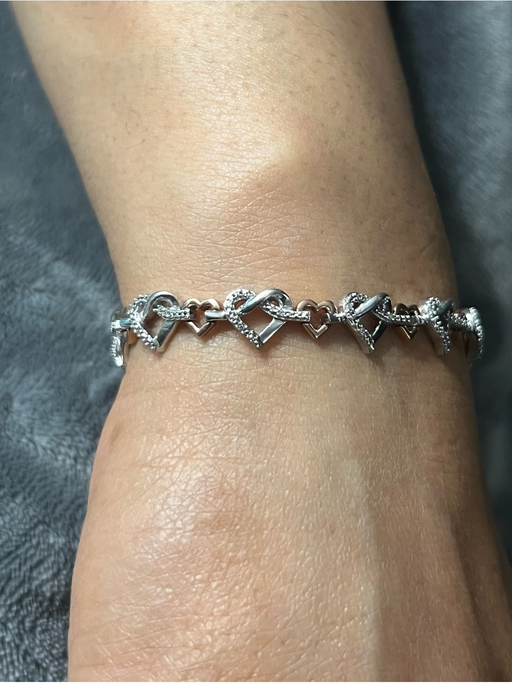 Designer 925 Sterling Silver Rose Gold Diamond Heart Infinity Tennis Bracelet